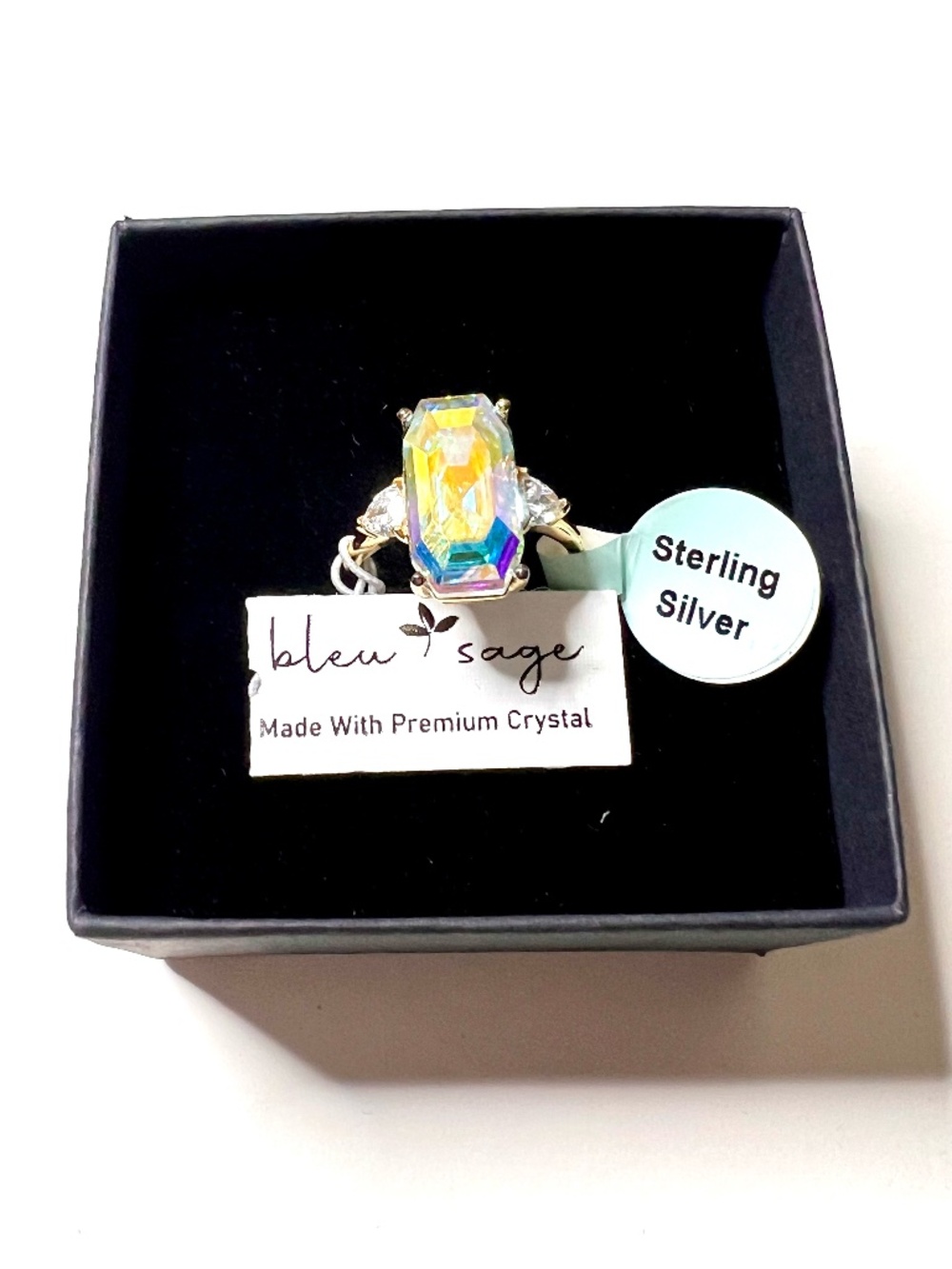 NWT BLEU SAGE 14K GOLD PLATED OVER 925 STERLING SILVER ENGAGEMENT RING SIZE 7